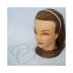 SET 2 PZ. CERCHIETTO FRONTINO PERLE PERLINE GRANDI FERMA CAPELLI PLASTICA ACCESSORI