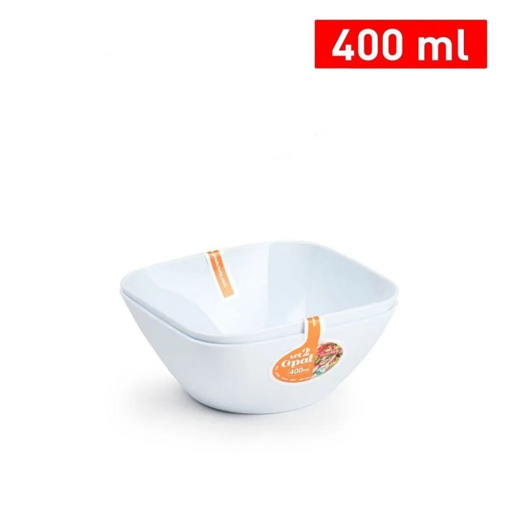 SET 2 PZ CIOTOLA CIOTOLINA PICCOLA QUADRATA OPALE BIANCA DA 400ML TAVOLA 1280501