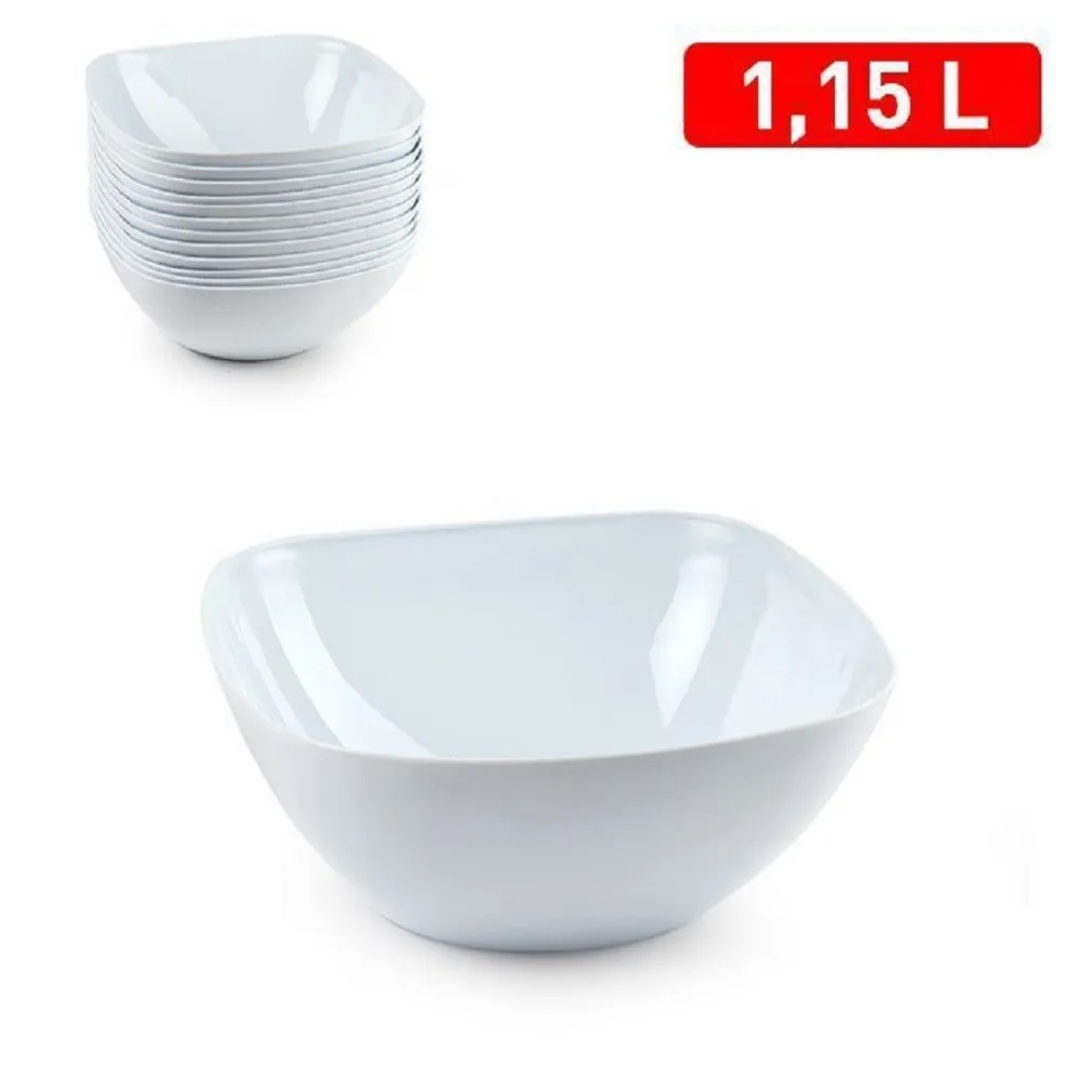 SET 12 PZ CIOTOLA QUADRATA OPALE BIANCA DA 1,15LT SERVIZIO TAVOLA PIATTI 1221801
