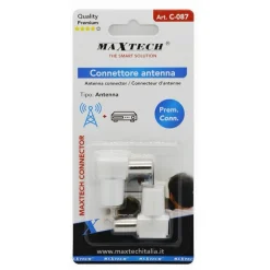 SET 2 PZ CONNETTORE ANTENNA ADATTATORE MASCHIO PER CAVO TV AD ANGOLO RETTO C-087