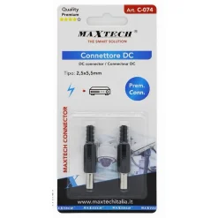 SET 2 PZ CONNETTORE DC 2,5X5,5MM SPINA ALIMENTAZIONE DRITTO PER TELECAMERA C-074