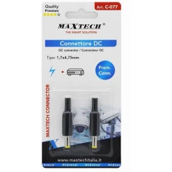 SET 2 PZ CONNETTORE SPINA MASCHIO DC 1,7X4,75 MM ADATTATORE ALIMENTAZIONE C-077