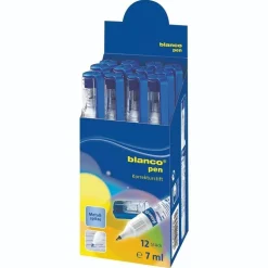 SET 12 PZ CORRETTORE BLANCO 7ML BIANCO PENNA BIANCHETTO PUNTA IN METALLO UFFICIO