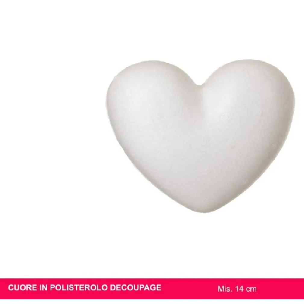 SET 3 PZ CUORI CUORE IN POLISTIROLO DECOUPAGE 14CM DECORARE SAN VALENTINO 241846