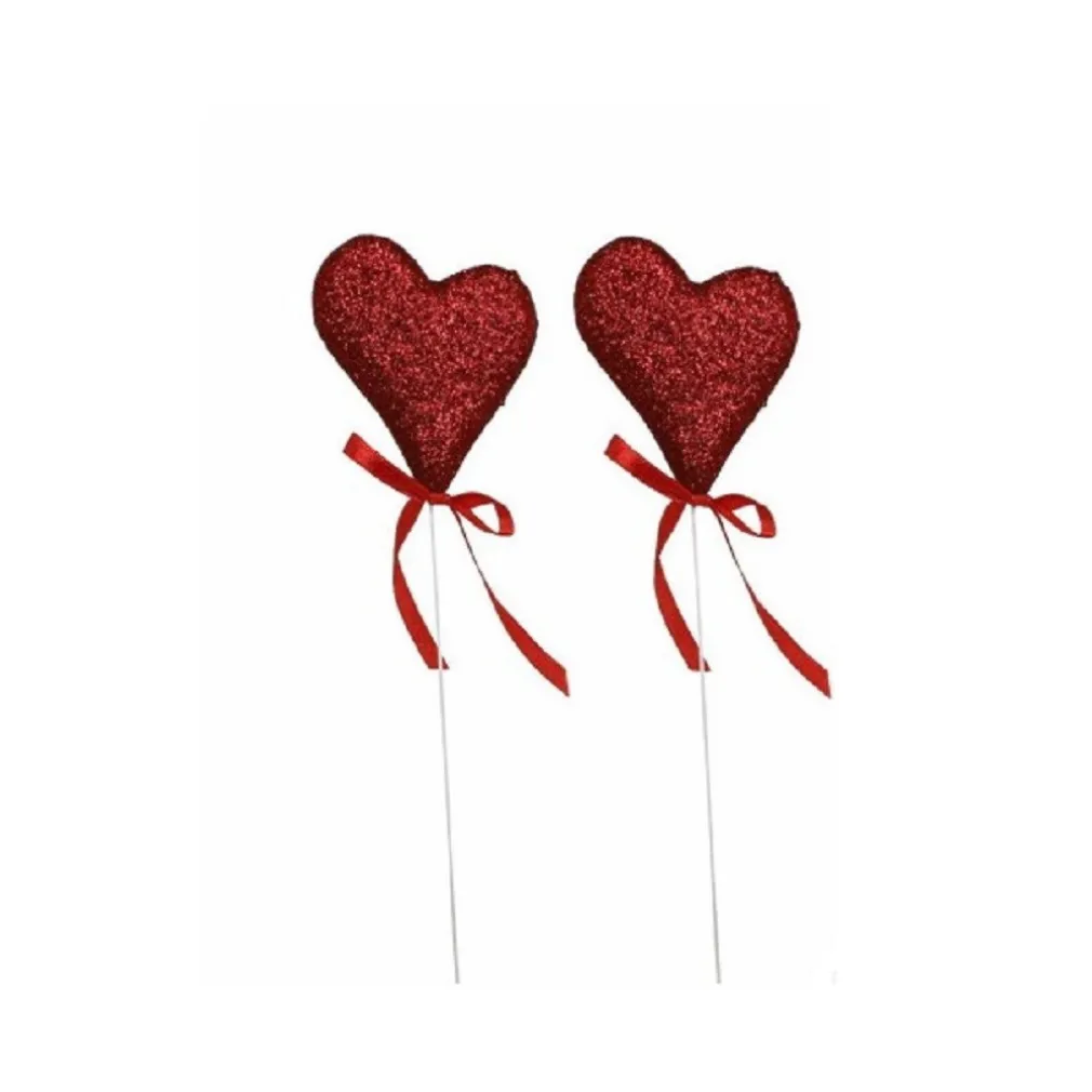 SET 4 PZ CUORI IN POLISTIROLO CON STAND CUORE GLITTERATO 7CM SAN VALENTINO 68270