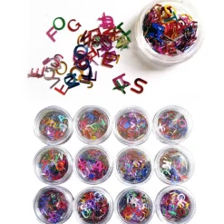 SET 12 PZ. DECORAZIONE UNGHIE LETTERE ALFABETO NAIL ART MANICURE RICOSTRUZIONE