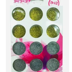 SET 12 PZ DECORAZIONE UNGHIE GLITTER ORO ARGENTO NAIL ART STRASS MANICURE COLATA