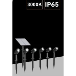 SET 4 PZ FARETTI LED A PICCHETTO CON PANNELLO SOLARE LUCE FREDDA CALDA IP65 LY04