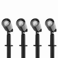 SET 4 PZ FARETTI LED A PICCHETTO CON PANNELLO SOLARE LUCE FREDDA CALDA IP65 LY04