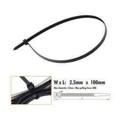 SET 60 PZ FASCETTE CAVI CAVO NERO STRINGENTI IN PLASTICA NYLON 2.5X100 MM 92379