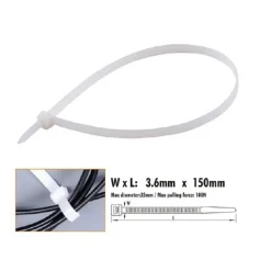 SET 40 PZ FASCETTE CAVI CAVO BIANCO STRINGENTI IN PLASTICA NYLON 3.6X150MM 92365