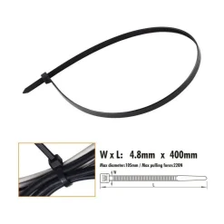 SET 20 PZ FASCETTE CAVI CAVO NERO STRINGENTI IN PLASTICA NYLON 4.8X400 MM 92385