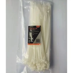 SET 100 PZ FASCETTE SERRACAVO AUTOBLOCCANTI IN NYLON BIANCO 3.6 X 200MM 36-200-B