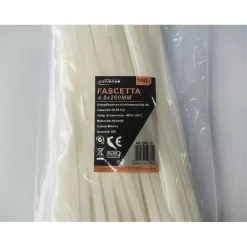 SET 100 PZ FASCETTE SERRACAVO AUTOBLOCCANTI IN NYLON BIANCO 4.8X200 MM 48-200-B