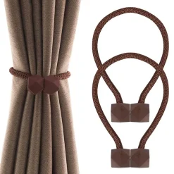 SET 2 PZ. FERMATENDE MAGNETICI PER TENDA MODERNO FIBBIA INTRECCIATA COLOR CAFFÈ