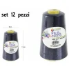 SET 12 PZ FILATI A CONO FILO POLIESTERE CUCITO 3000Y 40S/2 BLU GOMITOLO COTONE