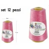 SET 12 PZ FILATI A CONO FILO POLIESTERE CUCITO 3000Y 40S/2 ROSA GOMITOLO COTONE