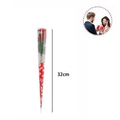 SET 12 PZ FIORE ARTIFICIALE ROSSO STELO FOGLIE 32 CM REGALO SAN VALENTINO 63290