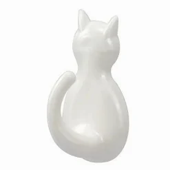 SET 3 PZ GANCI A FORMA DI GATTO BIANCHI ADESIVI PER CUCINA BAGNO DA PARETE 79346