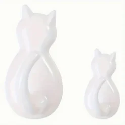 SET 3 PZ GANCI A FORMA DI GATTO BIANCHI ADESIVI PER CUCINA BAGNO DA PARETE 79346