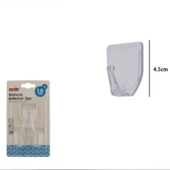 SET 3 PZ GANCI APPENDINI ADESIVI DA PARETE CASA CUCINA BAGNO ATTACCAPANNI 87011
