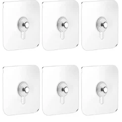 SET 6 PZ GANCI AUTOADESIVI PER QUADRI TRASPARENTI APPENDI SENZA CHIODI OROLOGIO