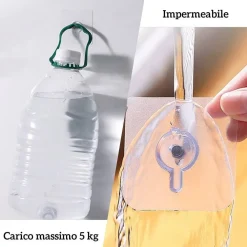 SET 6 PZ GANCI AUTOADESIVI PER QUADRI TRASPARENTI APPENDI SENZA CHIODI OROLOGIO