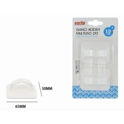SET 2 PZ GANCIO ADESIVO MULTIUSO ASTA OGGETTI DA PARETE BAGNO CASA BIANCO 87357
