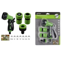 SET 4 PZ GIARDINO LANCIA A PISTOLA SPRUZZO A 7 GETTI CON RACCORDI DA 1/2″ 90018