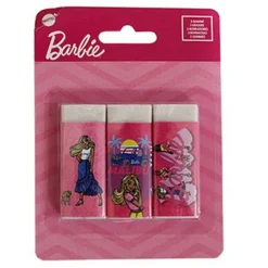 SET 3 PZ GOMME PER CANCELLARE BARBIE CANCELLERIA PER SCUOLA REGALO FESTA BAMBINE 961044