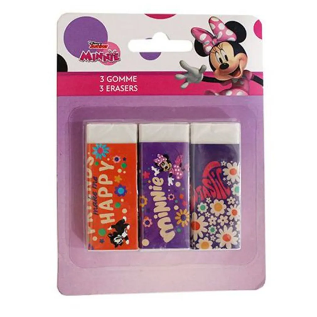 SET 3 PZ GOMME PER CANCELLARE MINNIE CANCELLERIA PER SCUOLA REGALO FESTA BAMBINE 961075