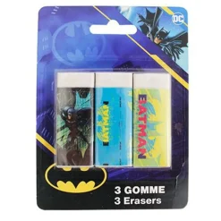 SET 3 PZ GOMME PER CANCELLARE BATMAN CANCELLERIA PER SCUOLA REGALO FESTA BAMBINI 961129
