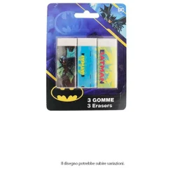 SET 3 PZ GOMME PER CANCELLARE BATMAN CANCELLERIA PER SCUOLA REGALO FESTA BAMBINI 961129