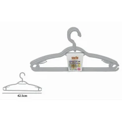 SET 3 PZ GRUCCE PLASTICA STAMPELLE APPENDI ABITI PANTALONI GIACCHE GRIGIO 79330
