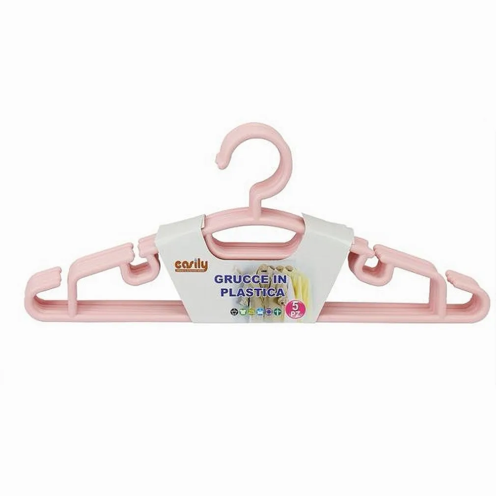 SET 5 PZ GRUCCE STAMPELLE APPENDIABITO IN PLASTICA VESTITI PANTALONI ROSA 79323