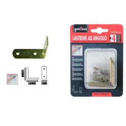 SET 4 PZ LASTRINA LASTRINE AD ANGOLO FORMA L 50X20X2MM CON VITI PER MOBILI 91218