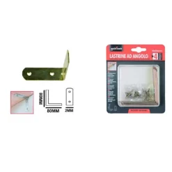 SET 4 PZ LASTRINA LASTRINE AD ANGOLO FORMA L 80X20X2MM CON VITI PER MOBILI 91220