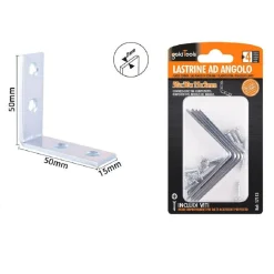 SET 4 PZ LASTRINE AD ANGOLO LASTRINA ANGOLARE 50X50X15X2MM CON VITI MOBILI 57113