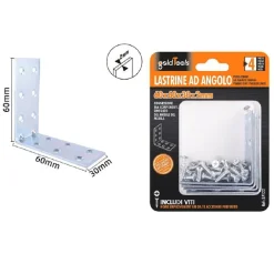 SET 4 PZ LASTRINE LASTRINA AD ANGOLO ANGOLARE 60X60X30X2MM CON VITI MOBILI 57122