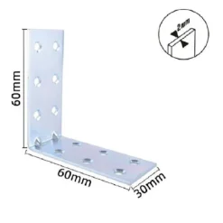 SET 4 PZ LASTRINE LASTRINA AD ANGOLO ANGOLARE 60X60X30X2MM CON VITI MOBILI 57122