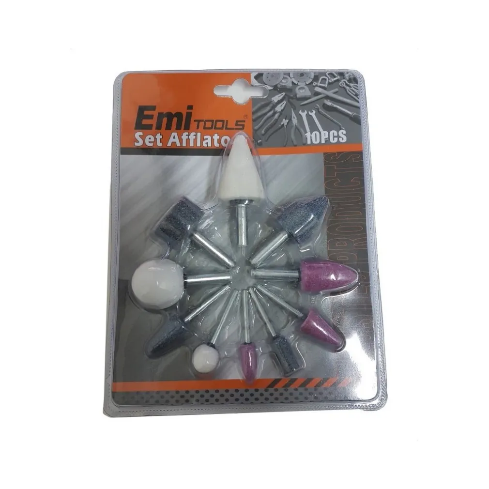 SET 10 PZ. MOLE ABRASIVE ROTATIVE CON PIETRA PER PUNTA ACCESSORI TRAPANO AFFILATORI