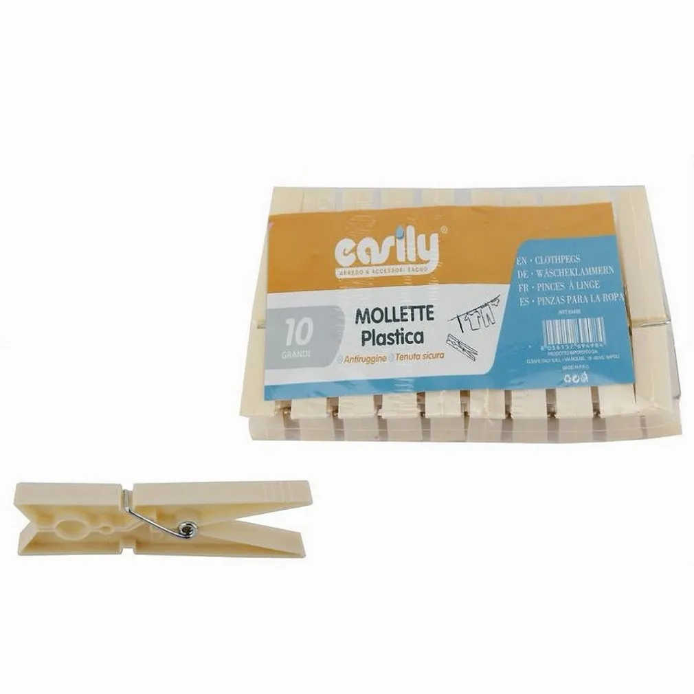 SET 30 PZ MOLLETTE IN PLASTICA PINZE BUCATO PANNI ANTIRUGGINE GRANDI BEIGE 69498