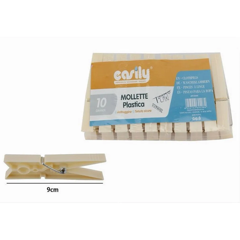 SET 30 PZ MOLLETTE IN PLASTICA PINZE BUCATO PANNI ANTIRUGGINE GRANDI BEIGE 69498