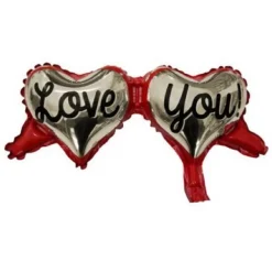 SET 3 PZ PALLONCINO 2 CUORI I LOVE YOU PALLONE BACCHETTA ADDOBBO SAN VALENTINO