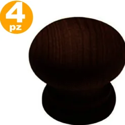 SET 4 PZ. POMELLI 2.5 CM LEGNO SCURO MOGANO PER CASSETTI MOBILI