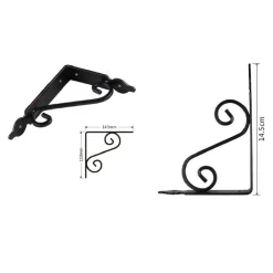 SET 2 PZ REGGIMENSOLA SUPPORTO STAFFA ANGOLIERE FANTASIA 145X110MM NERA 91276