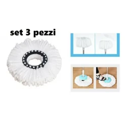 SET 3 PZ RICAMBIO SINGOLO ROTOMOP MOCIO IN MICROFIBRA ROTO MOP SUPER FIVE X5