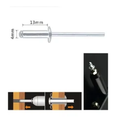 SET 18 PZ RIVETTI RIVETTO 4X13 MM ACCESSORI BRICOLAGE FERRAMENTA FAI DA TE 90817