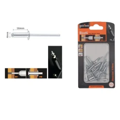 SET 17 PZ RIVETTI RIVETTO 4X16 MM ACCESSORI BRICOLAGE FERRAMENTA FAI DA TE 90818