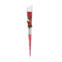SET 12 PZ ROSE ROSA ROSSA FIORE CON DIAMANTINO FIOCCO 36CM REGALO SAN VALENTINO